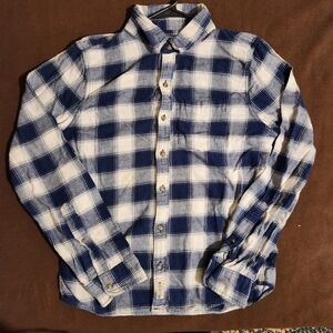Hollister Navy and White Checkered Men's Shirt